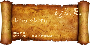 Őry Ráfis névjegykártya